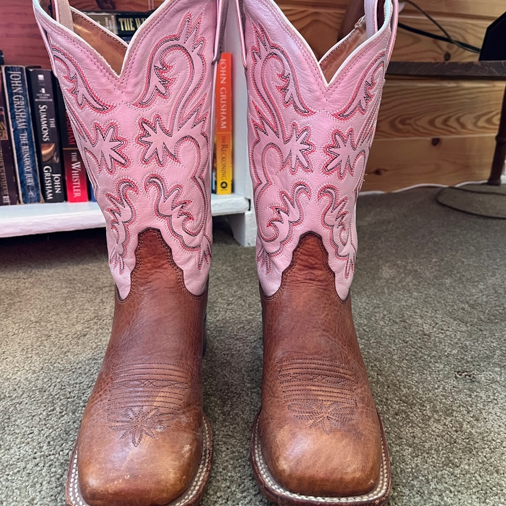 Tony Lama Pink Cowboy Boots 6.5